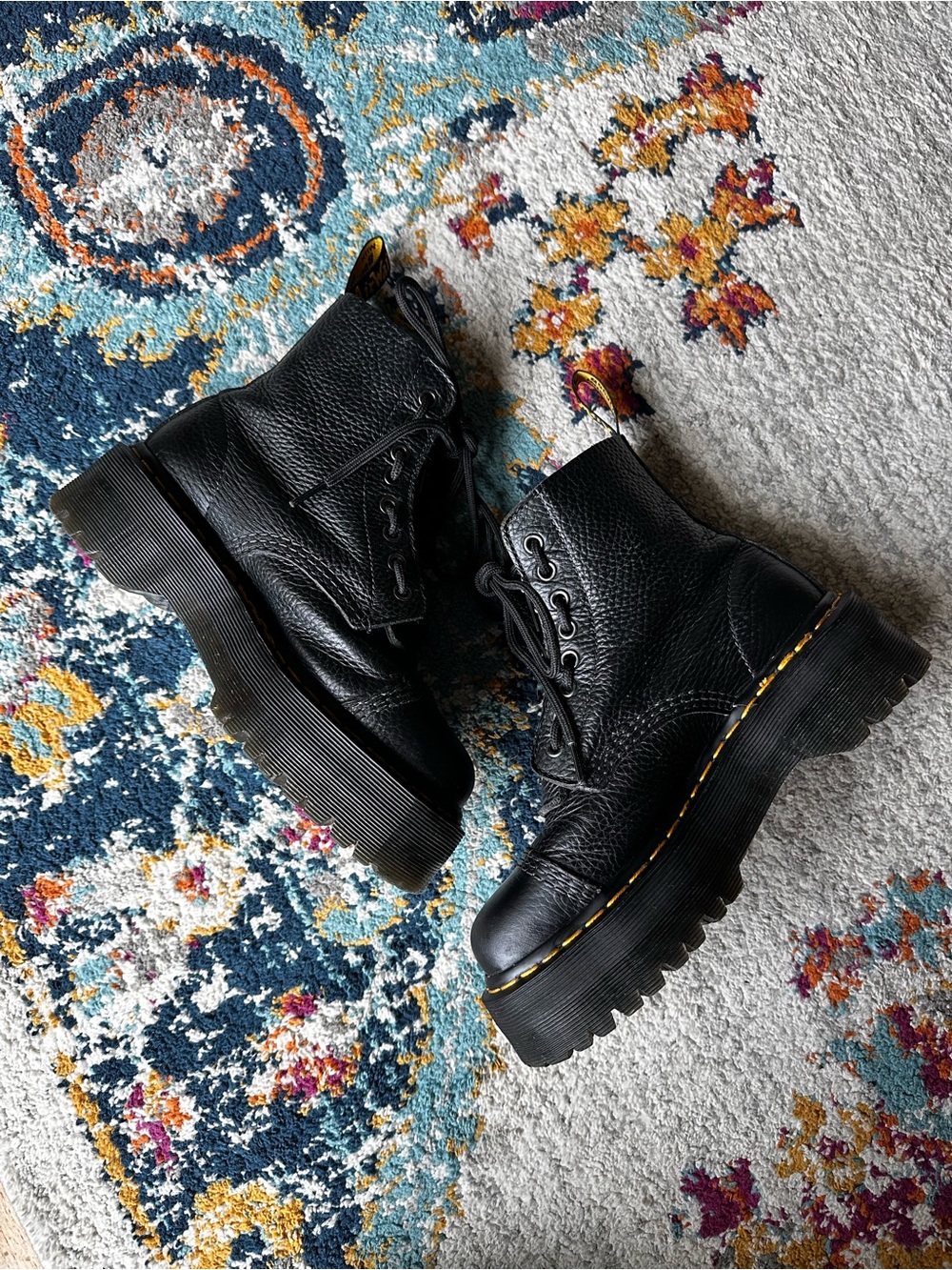 Dr. Martens | Docs SINCLAIR Leather Platform Zip + Lace Up Boots in Black - Picture 8 of 13